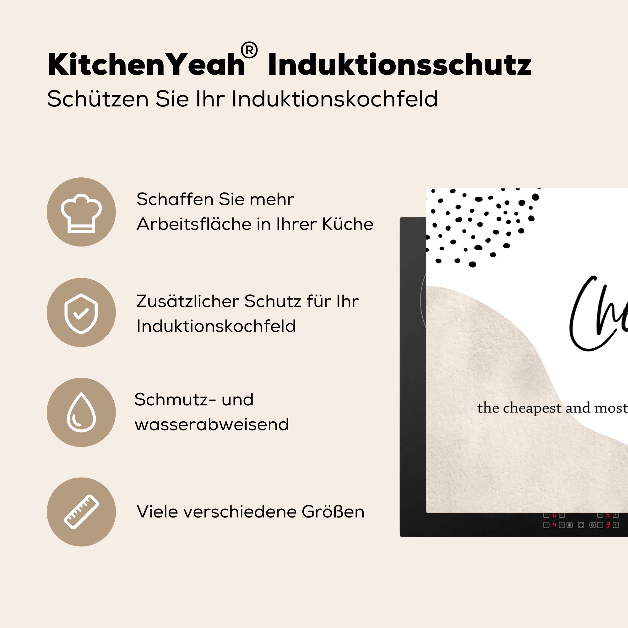 Wörterbuch cm, Schokolade Definition, die Induktionskochfeld (1 küche, - Vinyl, Herdblende-/Abdeckplatte - Sprichwörter - Zitate tlg), - 81x52 Ceranfeldabdeckung für MuchoWow Schutz