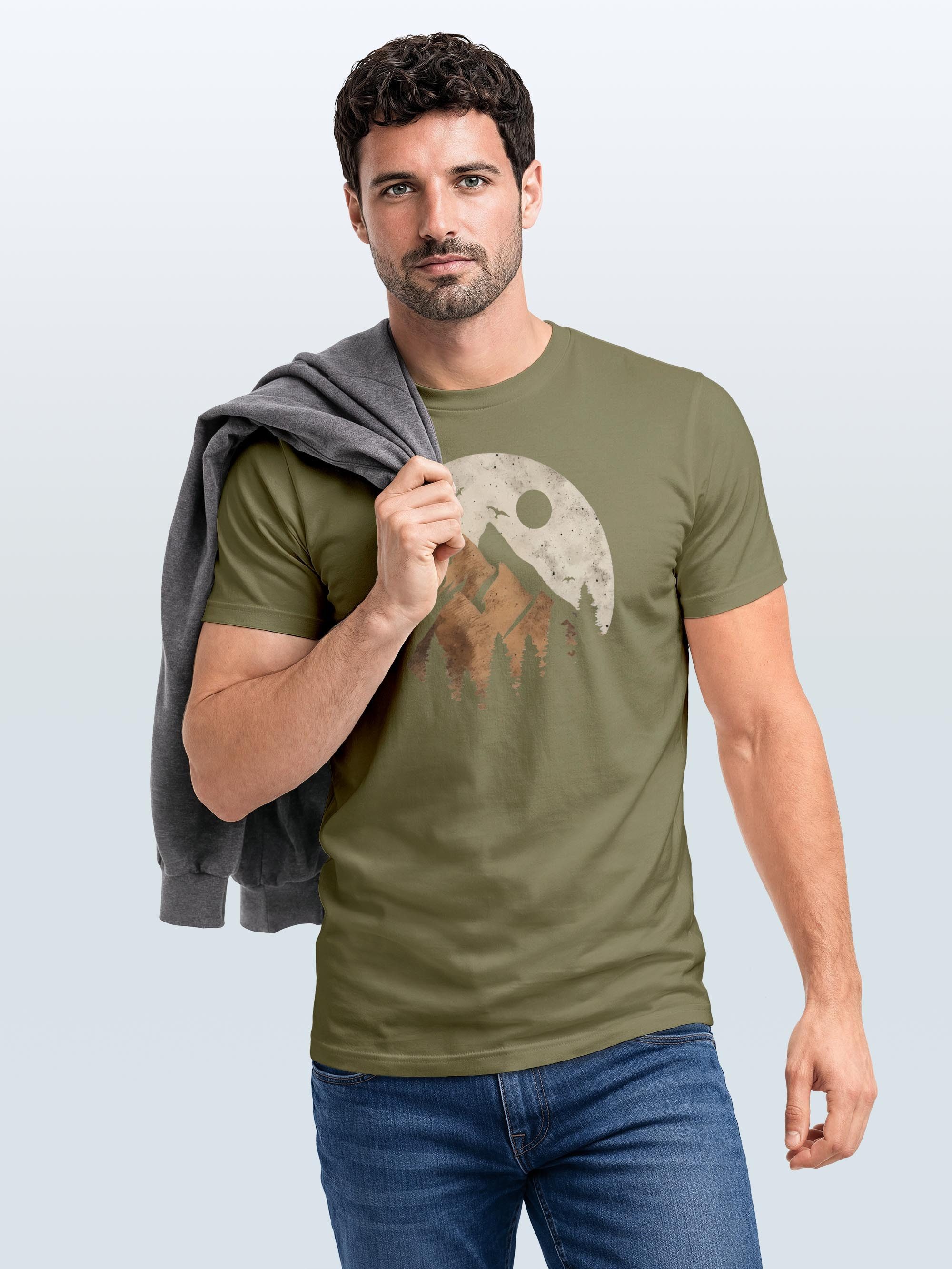 Neverless Print-Shirt Herren T-Shirt Berge Wandern Outdoor Grafikshirt Naturmotiv mit Print