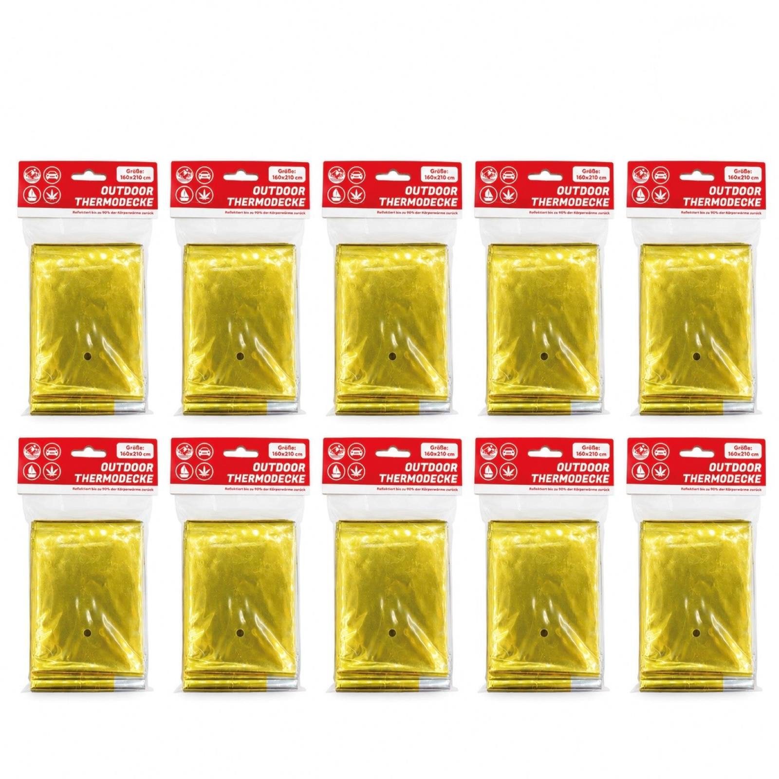 HAC24 Erste-Hilfe-Set Rettungsdecke Gold/Silber Rettungsfolie Notfalldecke, (10 St), für Auto, Erste Hilfe, Camping & Outdoor