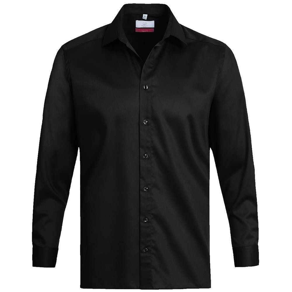 GREIFF Langarmhemd Greiff Corporate Hemd PREMIUM Herren OEKO TEX® Bügelfrei Schwarz