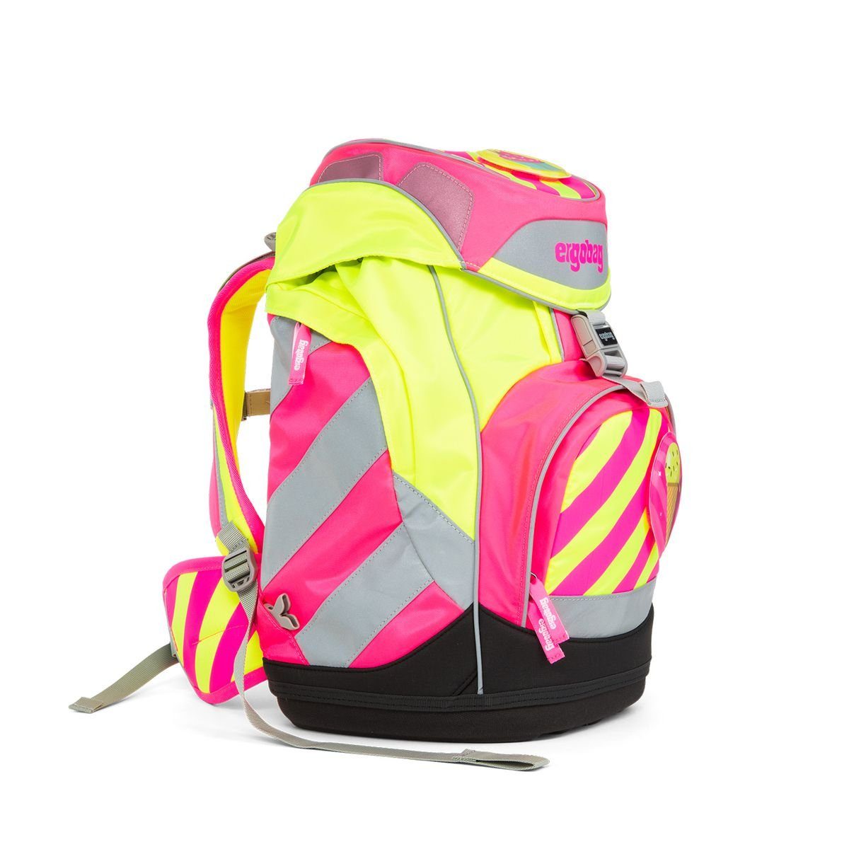 ergobag Schulranzen Schulranzen-Set PACK StrahleBär 7-teilig (7-teilig), ergonomischer Schulrucksack, Reflektierend, Grundschulrucksack