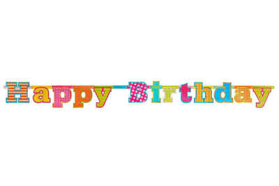 partydeco Wimpelkette, Happy Birthday Girlande 16x166cm Bunt holografisch