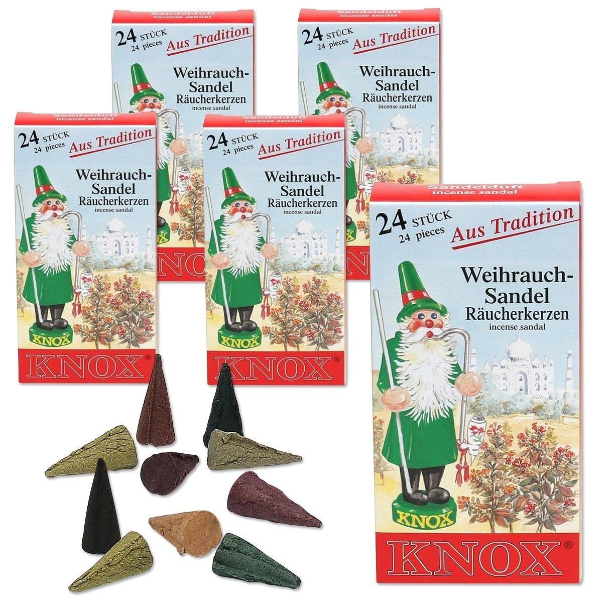 KNOX Räucherkegel 5 Päckchen Räucherkerzen- Weihrauch-Sandel - 24er Packung