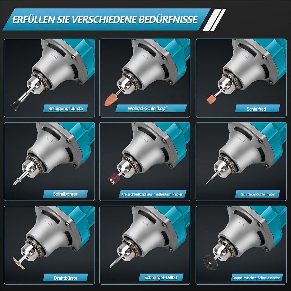 PODOFO Akku-Multifunktionswerkzeug Elektrische Mühle mit Direktvermahlung, 1-St., ohne Akku und Ladegerät Metallschleifen, Entgraten und Polieren