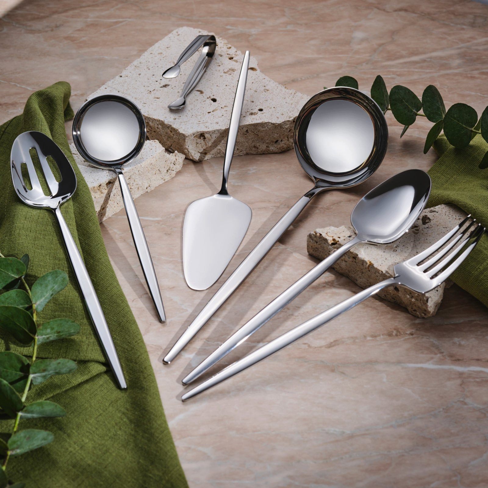 Karaca Kochbesteck-Set Karaca Moongate 7-teiliges Servierset, Silber