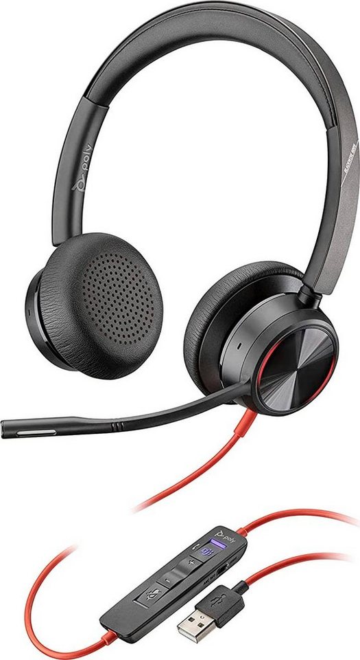 Poly Blackwire 8225 Headset (Active Noise Cancelling (ANC), integrierte  Steuerung für Anrufe und Musik), Komplett einstellbares Headset und 180  Grad schwenkbare Speaker