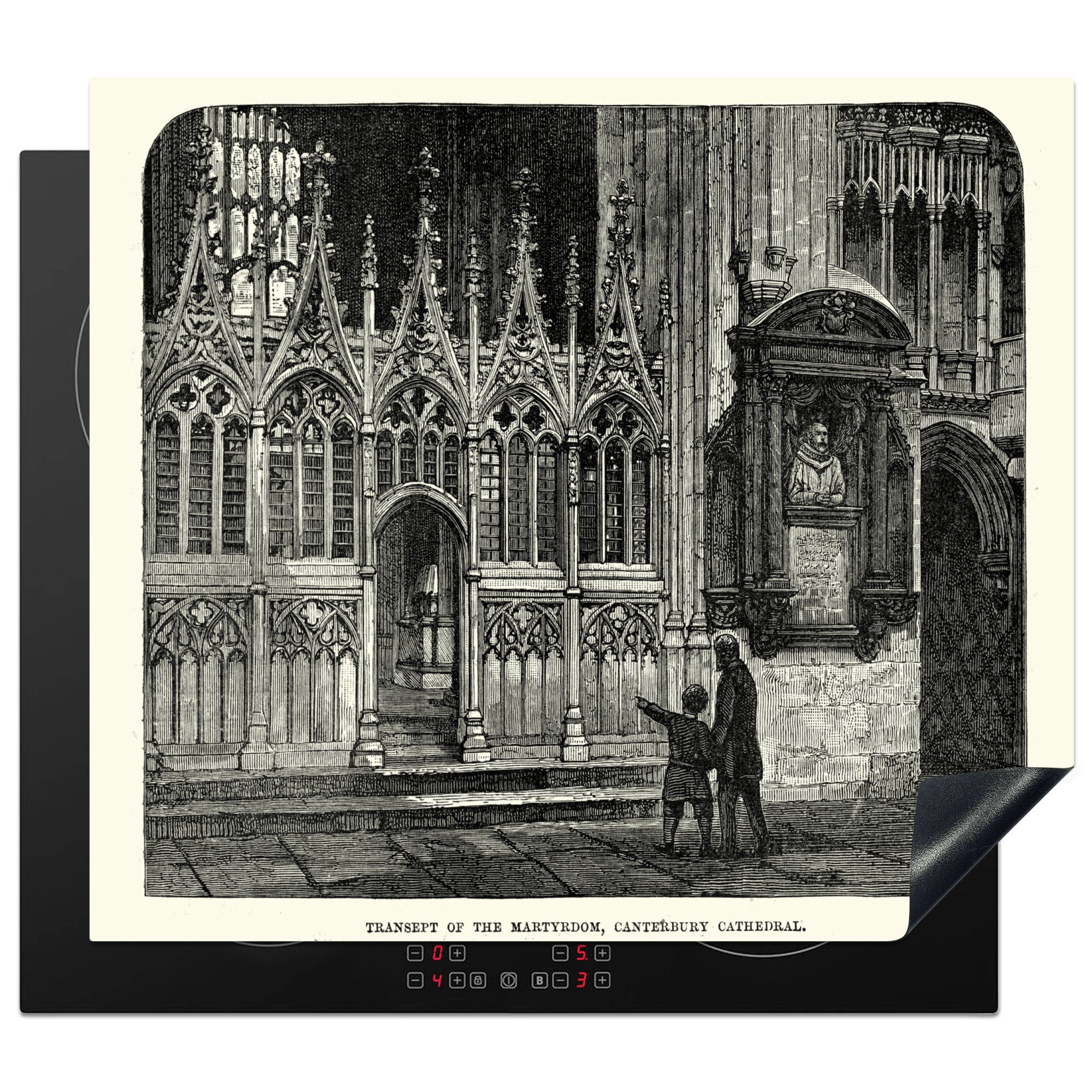 Illustration Eine 60x52 (1 cm, nutzbar, alte Herdblende-/Abdeckplatte von Vinyl, der MuchoWow Arbeitsfläche Ceranfeldabdeckung Mobile Canterbury, tlg), Kathedrale