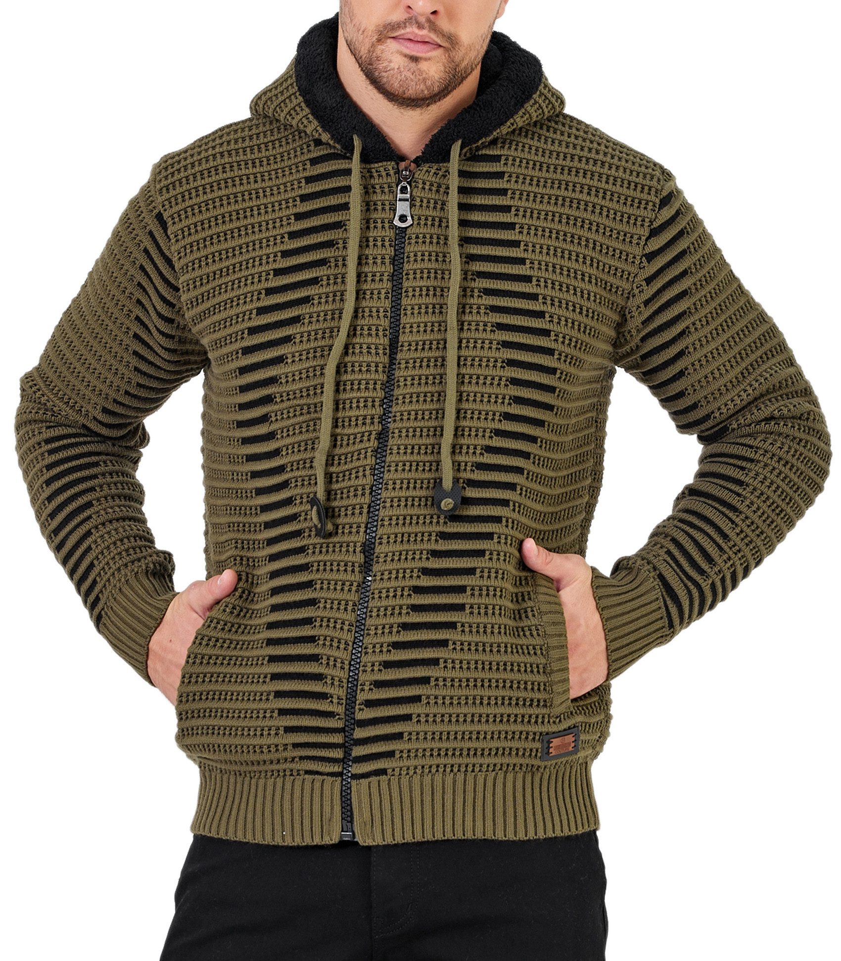 Baxboy Strickpullover Herren Gefütterte Winter Kapuzenpullover günstig online kaufen