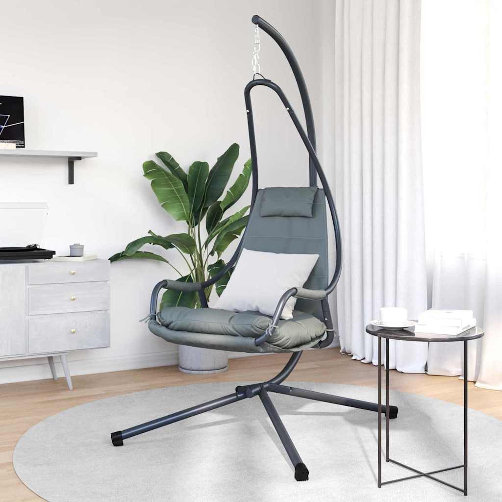 vidaXL Hollywoodschaukel Hängendes Ei-Stuhl Stahl 94 x 107 x 196,5 cm Anthrazit, 1-Sitzer, 1 tlg.