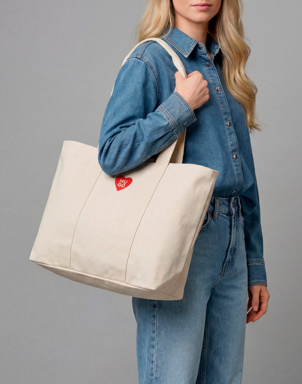 HUGO Shopper Becky, Canvas Tote Bag, Baumwoll-Canvas Shopper