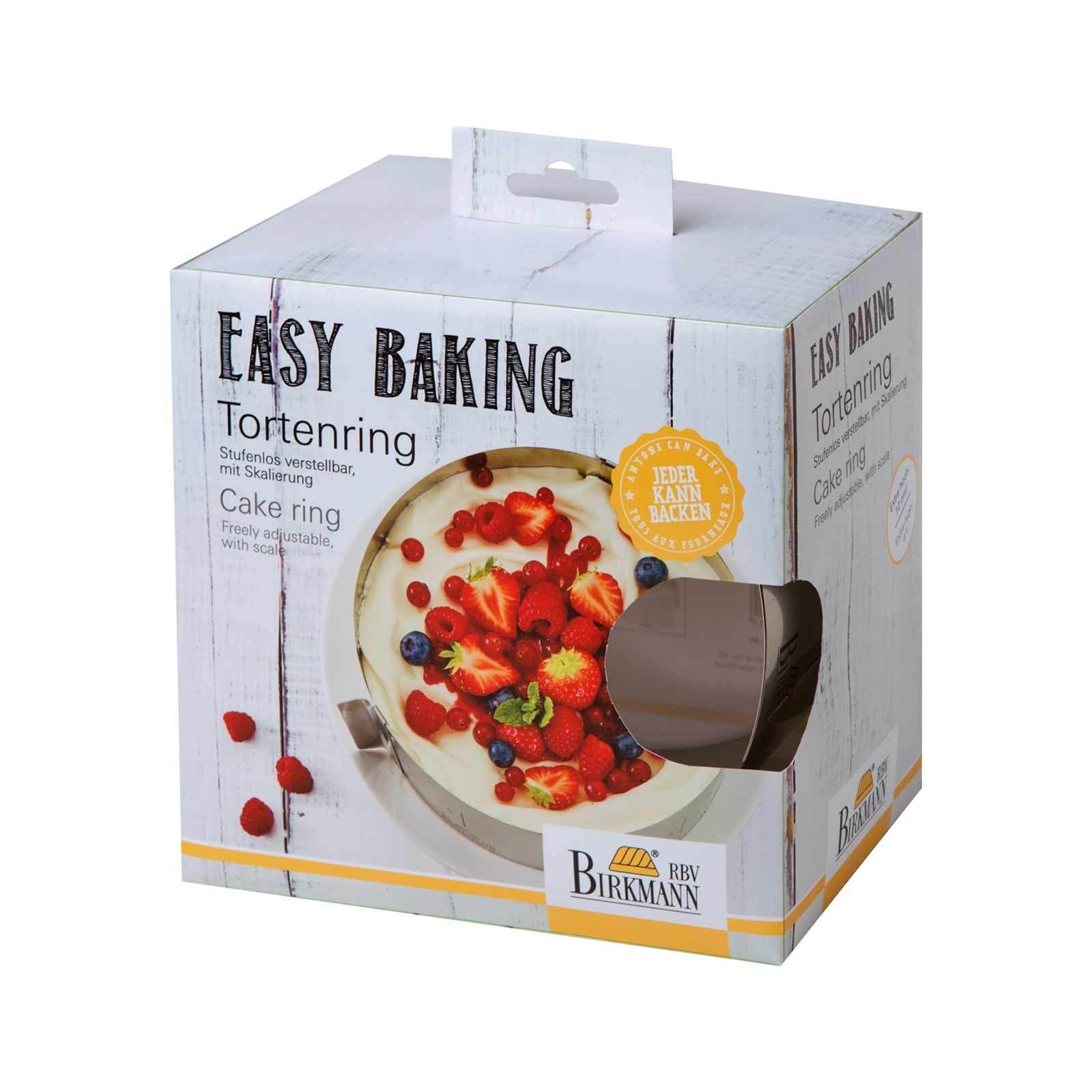 Birkmann Backform Easy Baking Tortenring mit geeignet 230° cm, Ø 18-30 C, Backen zum bis auch zum Einstellen (1-tlg), Größenrasta Größe, spülmaschinengeeignet der