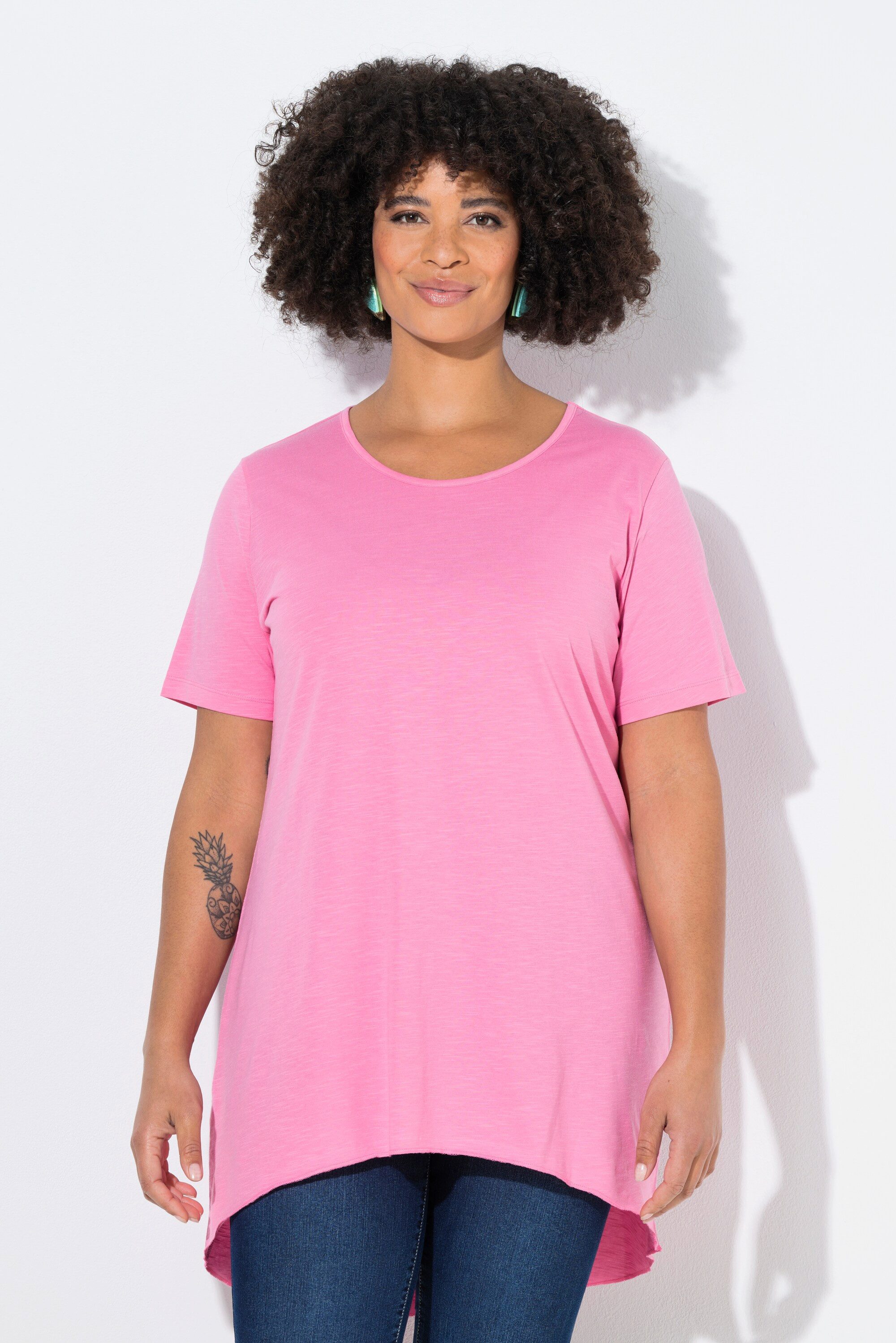 Angel of Style T-Shirt Longshirt Rundhals Halbarm gerundeter Saum günstig online kaufen