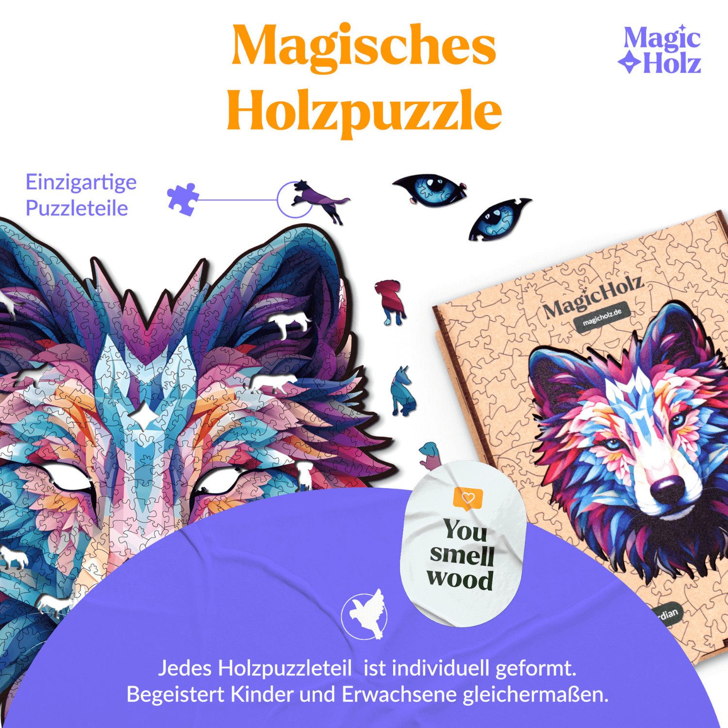 MagicHolz Puzzle MagicHolz Sharp-Eyed Guardian Wolf Holzpuzzle, 327 Puzzlet günstig online kaufen