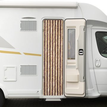 Türvorhang Flauschvorhang 56 x 185 cm braun beige, Moritz, Hakenaufhängung (1 St), abdunkelnd, Chenille Vorhänge Camping Türvorhang Wohnwagen Wohnmobil Zubehör