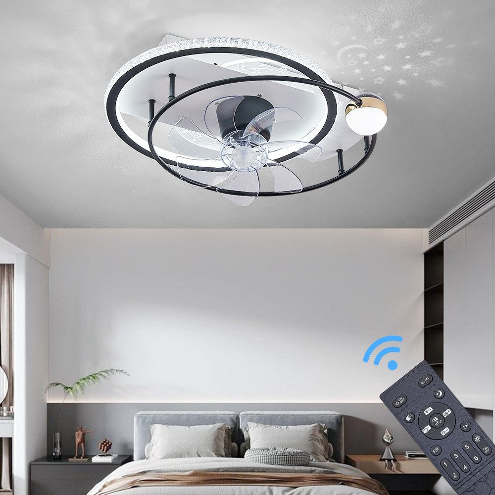 Eurotondisplay Deckenventilator oszillierend Deckenventilator mit LED Beleuchtung mit Fernbedienung, Lichtfarbe und Helligkeit einstellbar