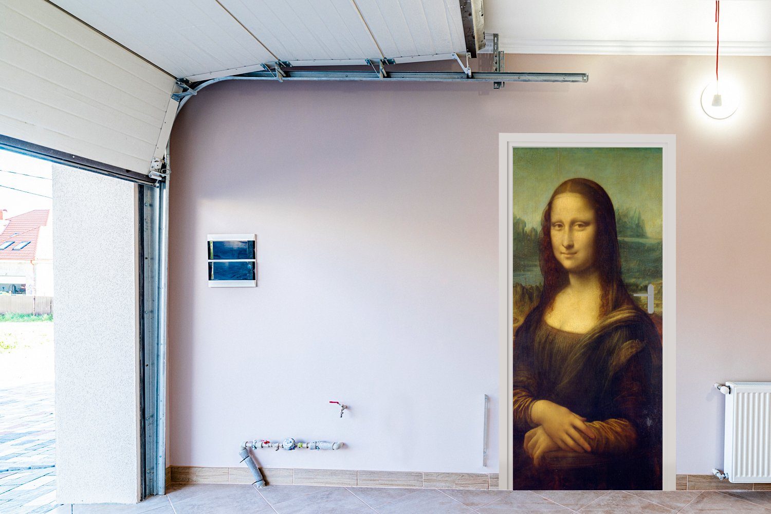 Türtapete Vinci, 75x205 St), Leonardo Lisa MuchoWow Türaufkleber, da Mona Matt, - Fototapete bedruckt, für Tür, (1 cm