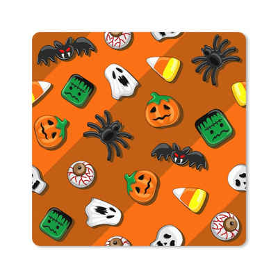 MuchoWow Gaming Mauspad Süßigkeiten - Halloween - Muster (1-St), Gaming, Rutschfester Unterseite, Mausunterlage, 80x80 cm, XXL, Großes