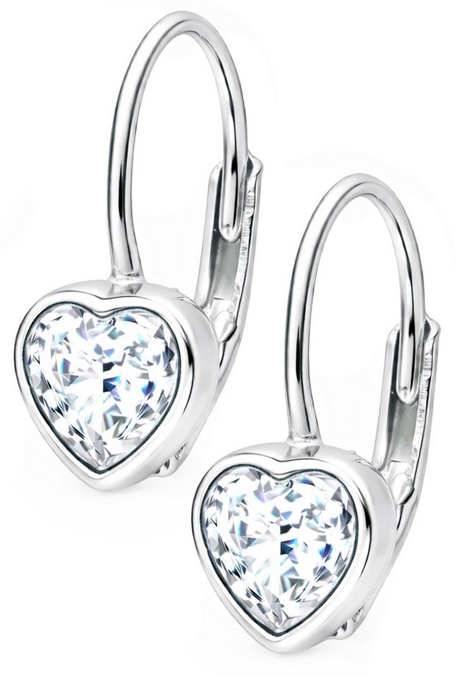 Limana Paar Ohrhänger Kinder hängende Ohrringe Herz 925 Silber Brisur Mädchen Damen Geschenk (inkl. Dose Geschenk für Freundin Geburtstag Muttertag Valentinstag), Ostern Einschulung Schulanfang Nikolaus Kommunion Weihnachten