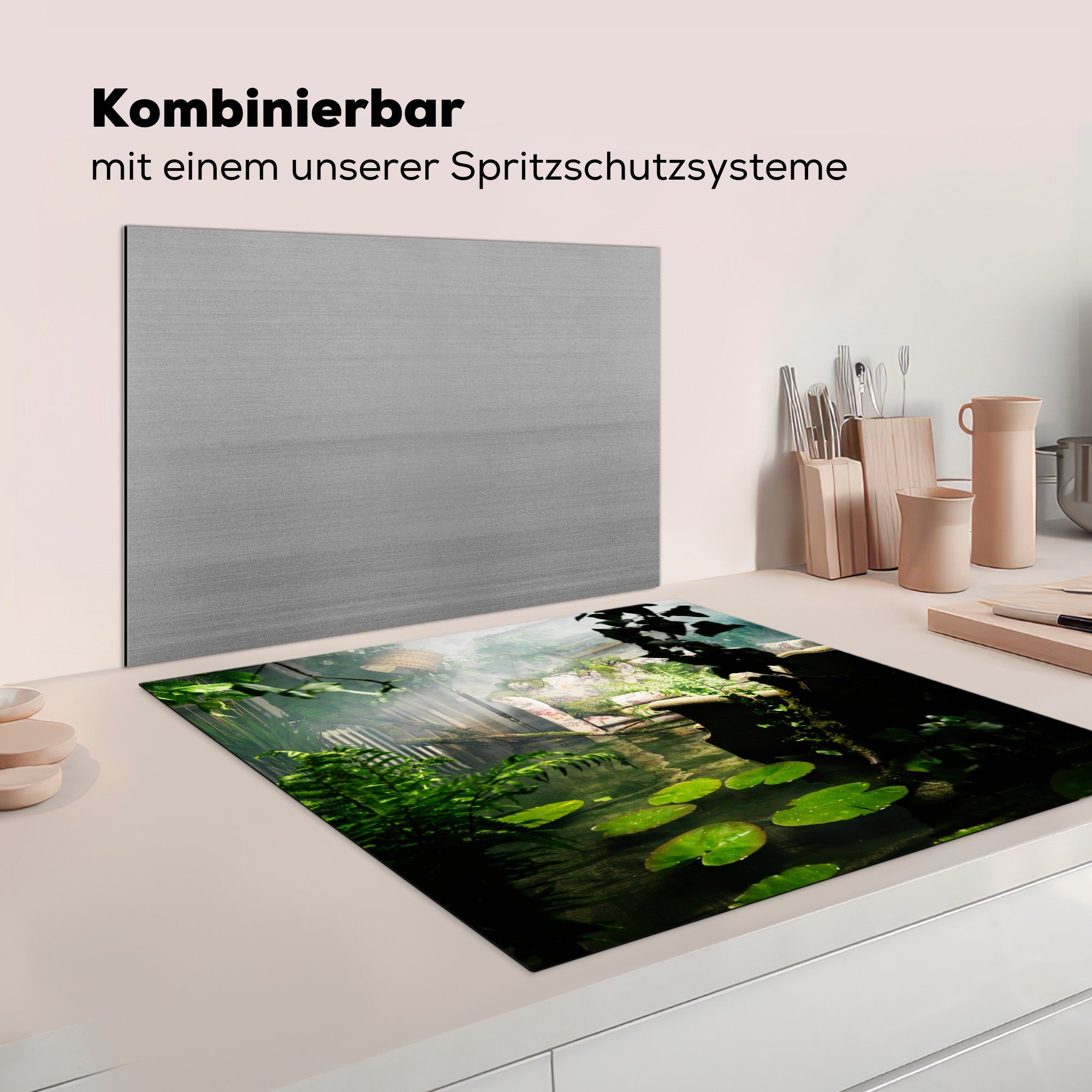 Ceranfeldabdeckung, cm, küche Vinyl, Natürliches 78x78 MuchoWow Herdblende-/Abdeckplatte tlg), (1 Arbeitsplatte für Wohnzimmer,