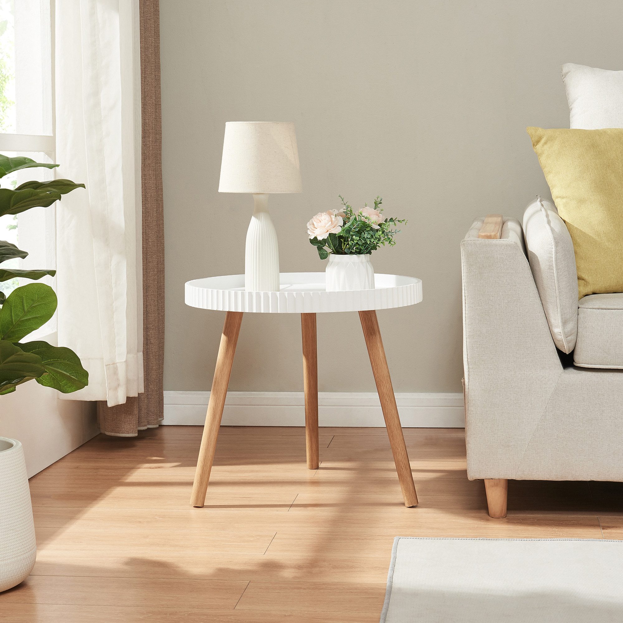 en.casa Beistelltisch, »Bongard« Ø50 x 45 cm rund Weiß günstig online kaufen