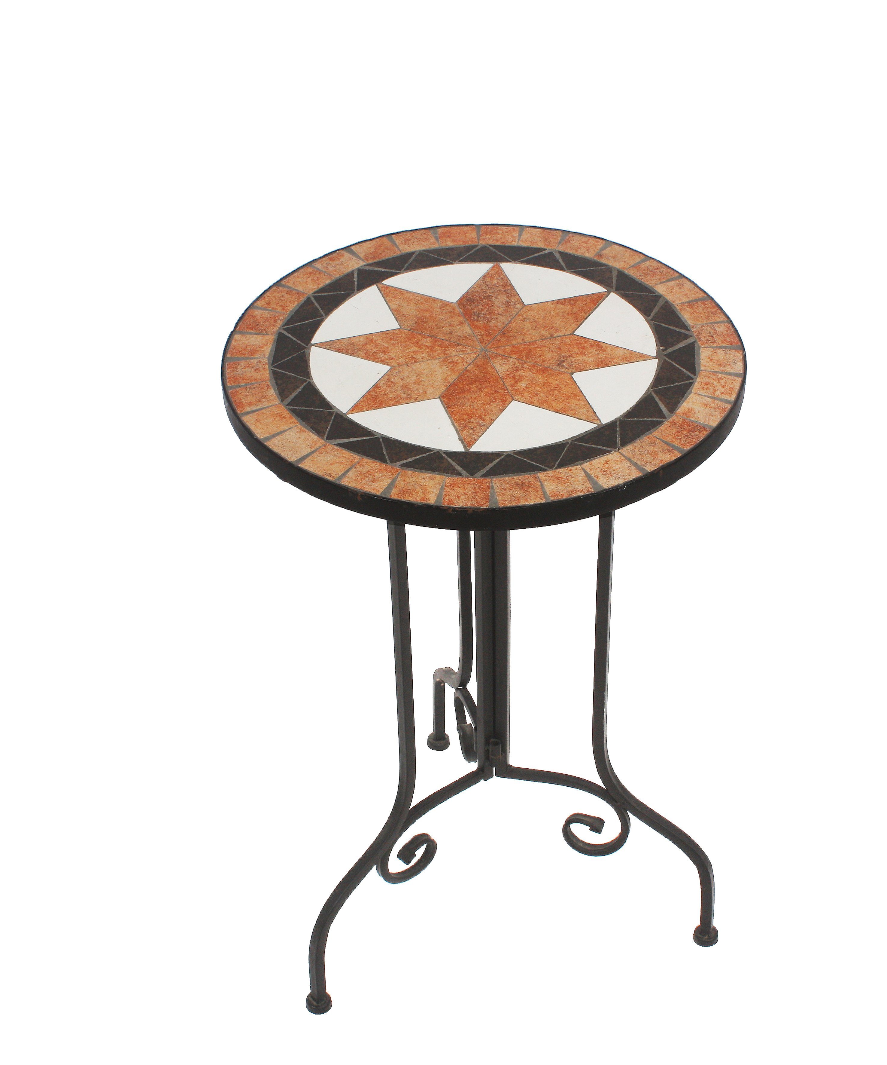 BigDean Gartentisch Mosaik Tisch rund Handarbeit Mosaiktisch Balkontisch Gartentisch