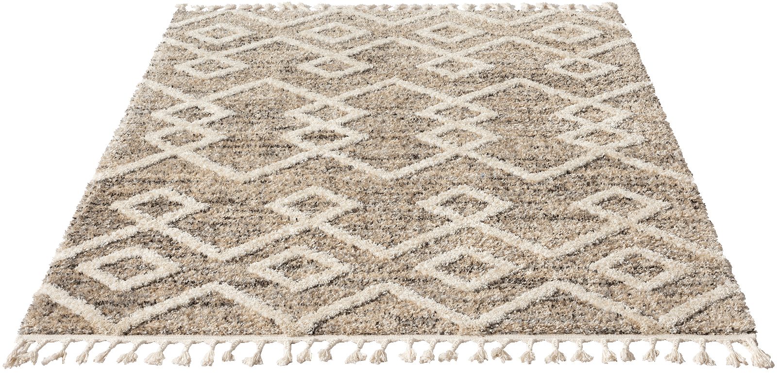 Hochflor-Teppich Vera Handmade-Look Super Weicher Teppich, 3D Effek, the carpet, Rund, Höhe: 30 mm, Wohnzimmer, Schlafzimmer, Fransen, Hochwertig