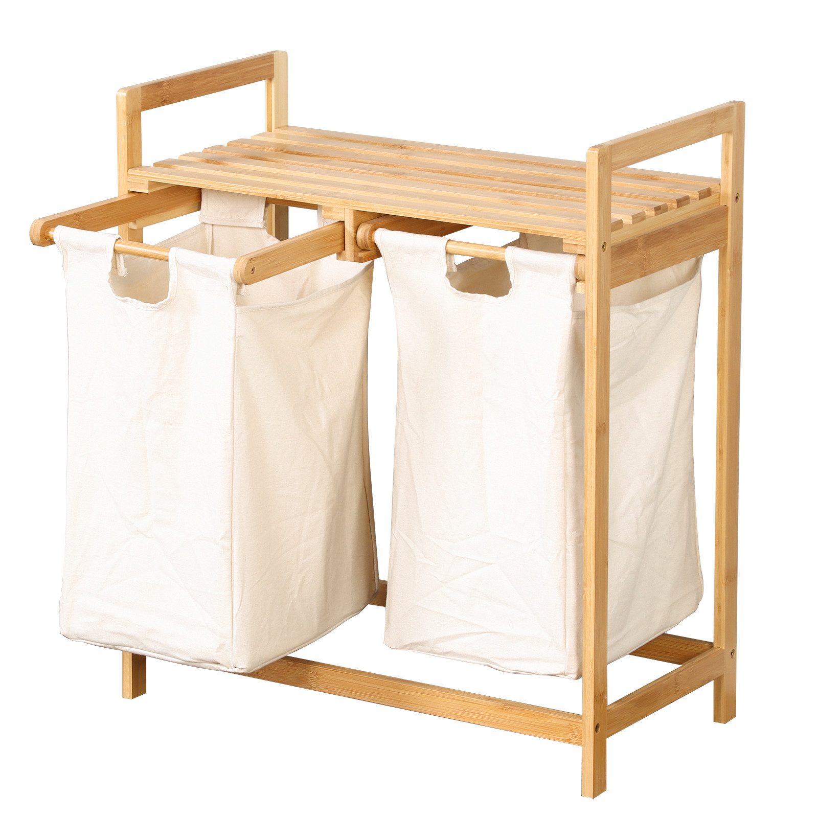 Floordirekt Wäschekorb aus Bambus Dakota, Wäsche-Sortierer mit 2 Wäschesäck günstig online kaufen