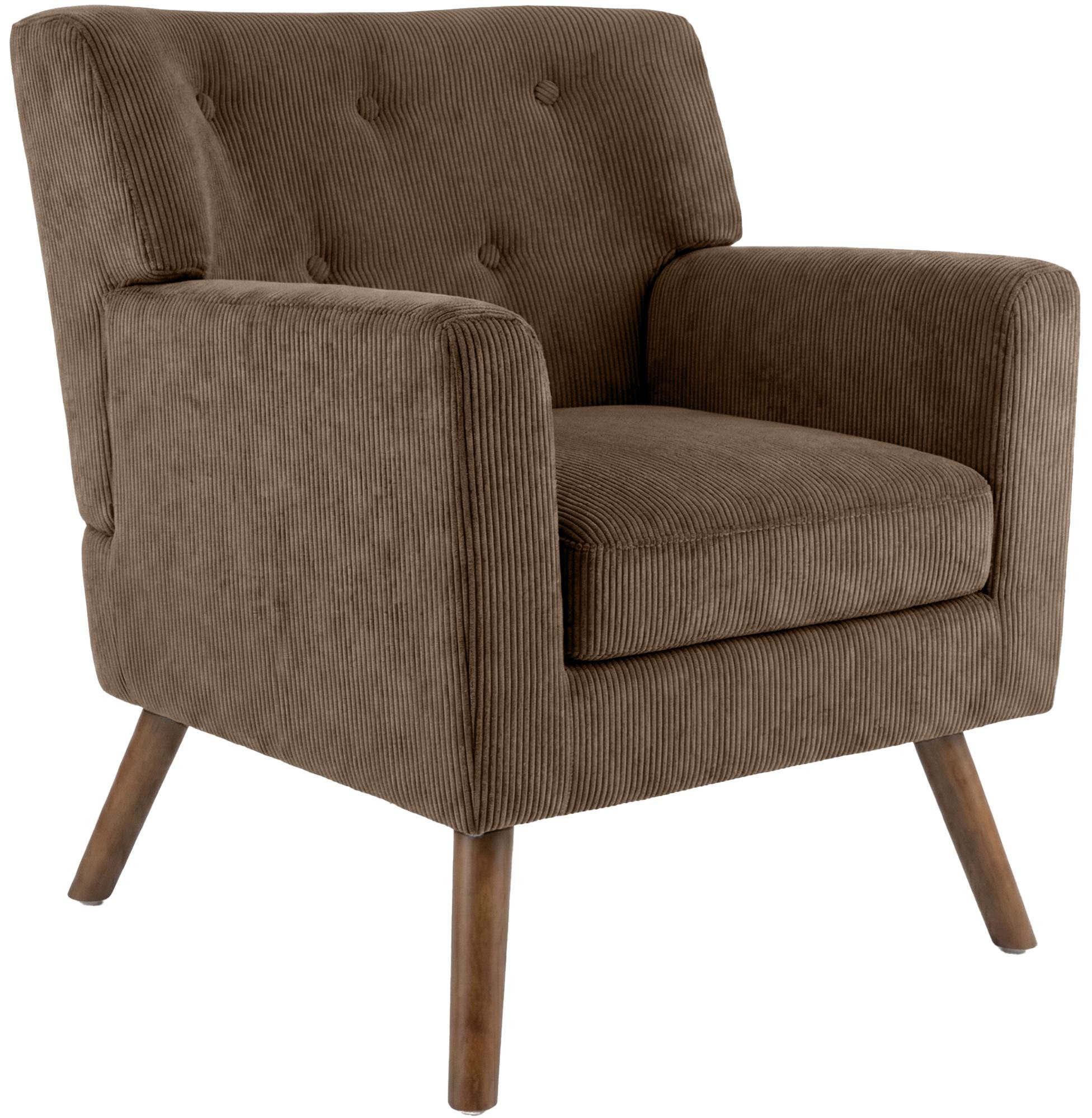 CLP Loungesessel Kioni (1er), Cordbezug, Kautschukholz, bis 150 kg belastbar