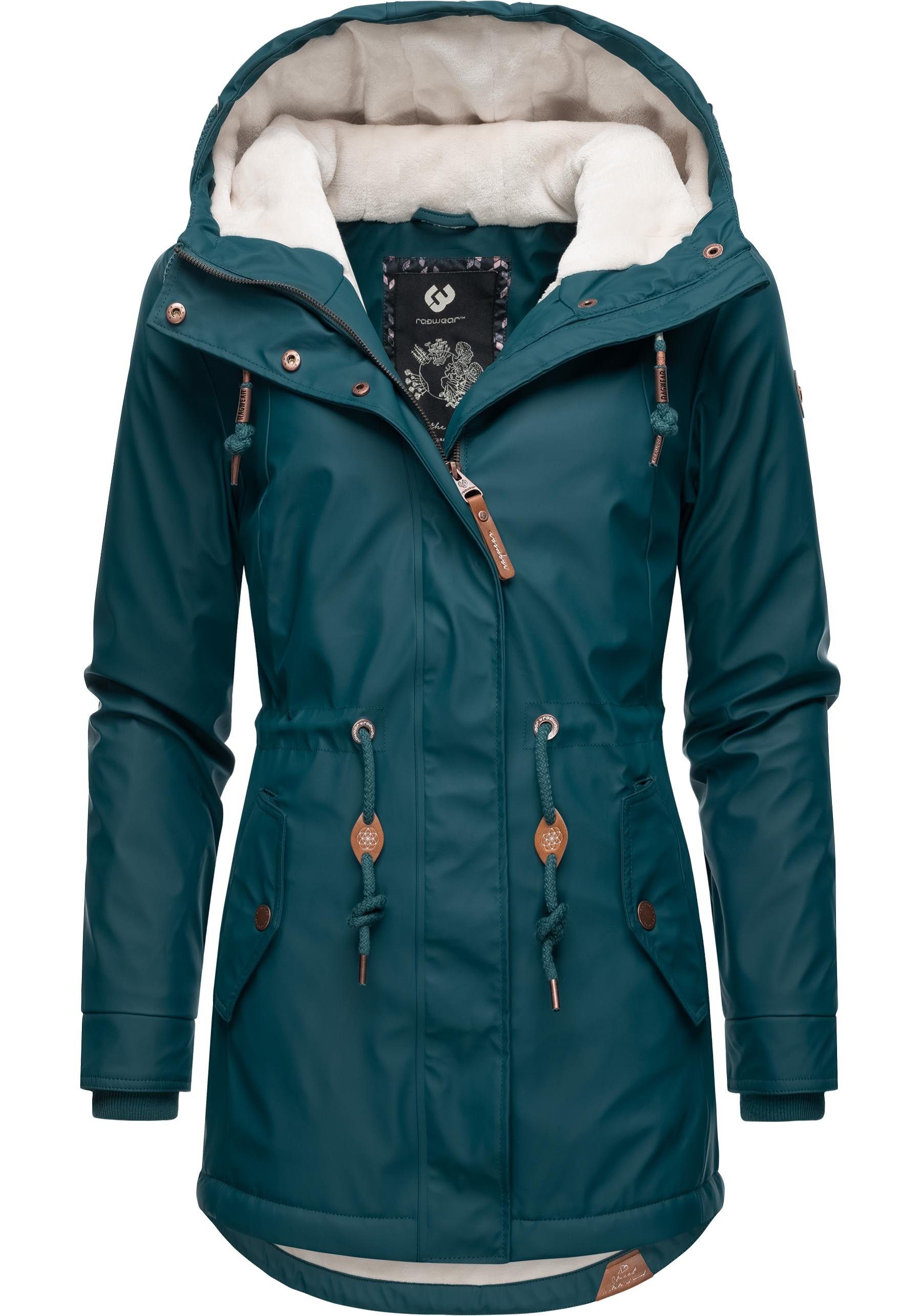 Ragwear Regenmantel »Monadis Rainy Intl.« modischer Regenparka mit kuschligem Innenfutter