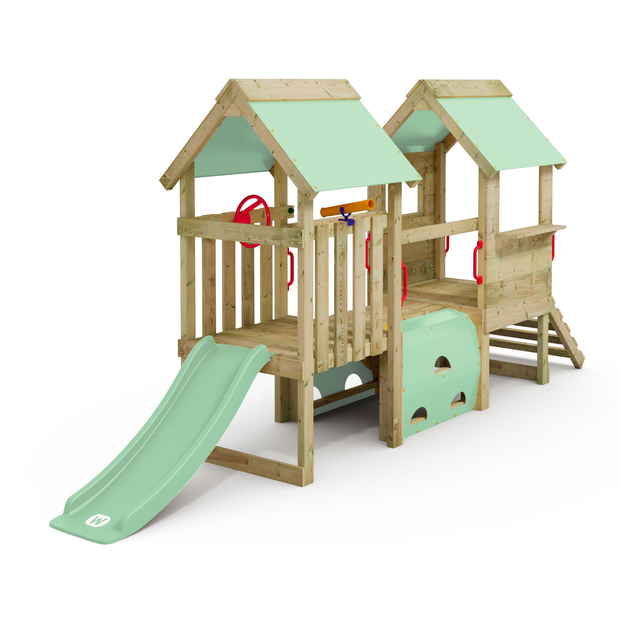 Wickey Klettergerüst MyFirst Playground 2: Kleinkinder - Spielturm mit Rutsche & Tunnel, (Spielspaß für kleine Entdecker mit 10 jähriger Garantie', Ideal für kleine Gärten - Kesseldruckimprägniertes Massivholz), Speziell für Kleinkinder mit niedriger Höhe