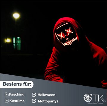 Kostümheld® Verkleidungsmaske LED Grusel Maske rot - Purge - Halloween Kostüm für Damen und Herren, (1x LED Maske rot)