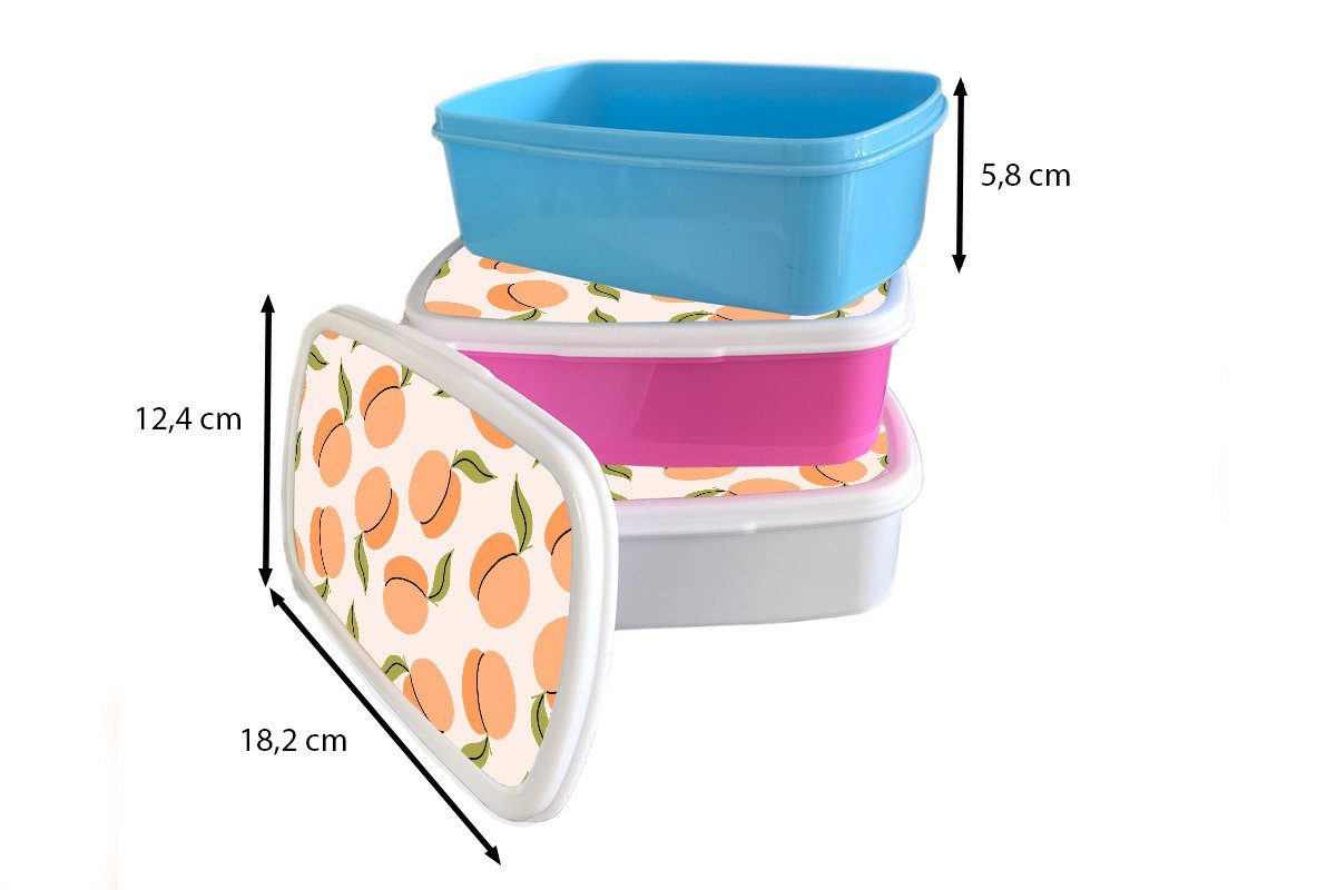 (2-tlg), Kinder, Brotdose Aprikose Lunchbox - Obst MuchoWow für Kunststoff Muster, rosa - Snackbox, Kunststoff, - Erwachsene, Sommer Brotbox Mädchen,