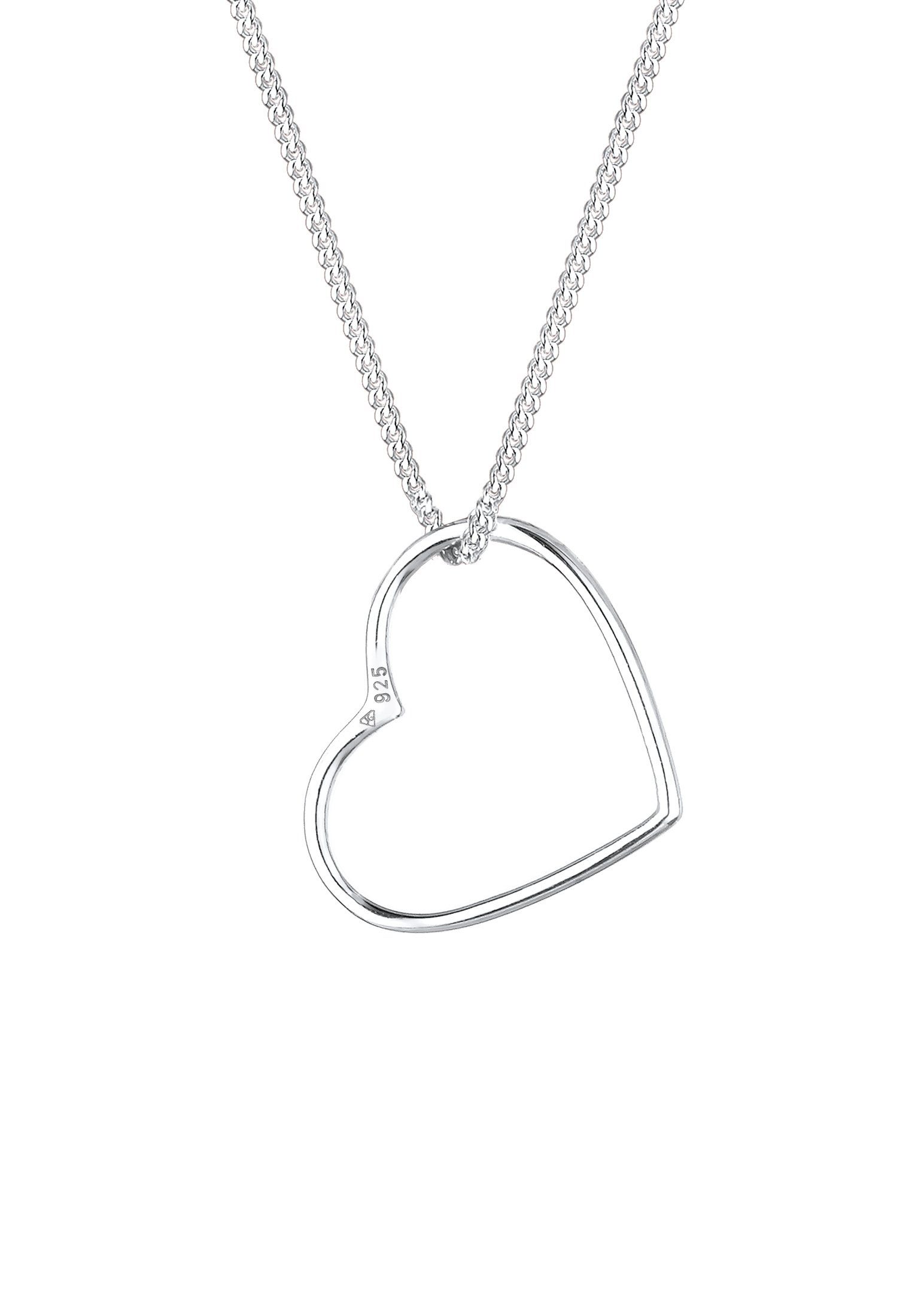 Elli Kette mit Anhänger Herz Anhänger Liebe Cut Out Schmuck Geschenk 925 Silber, Herz – Bild 4 von 5