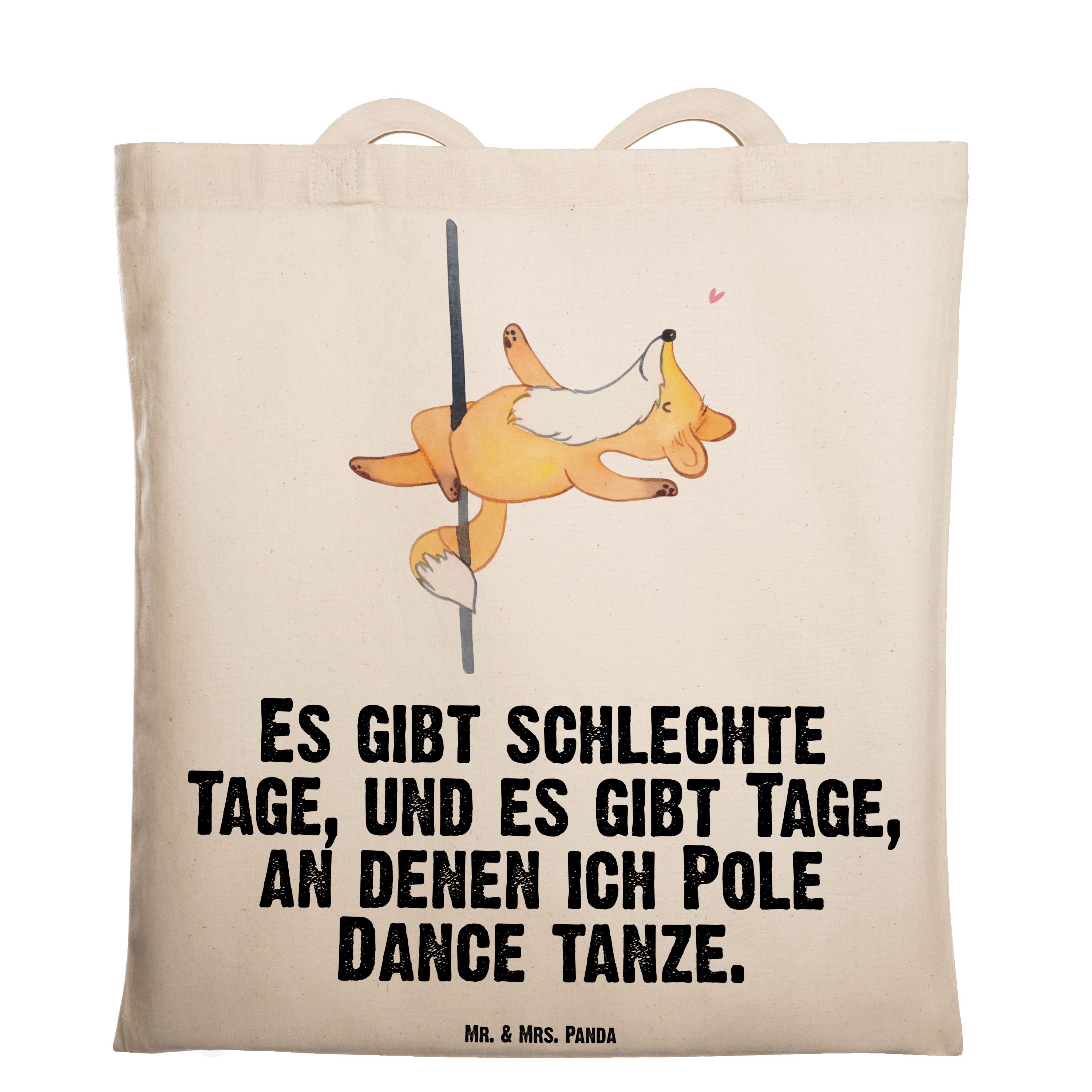 Mr. & Mrs. Panda Tragetasche Fuchs Poledance Tage - Transparent - Geschenk, Jutebeutel, Tanz, Pole (1-tlg)