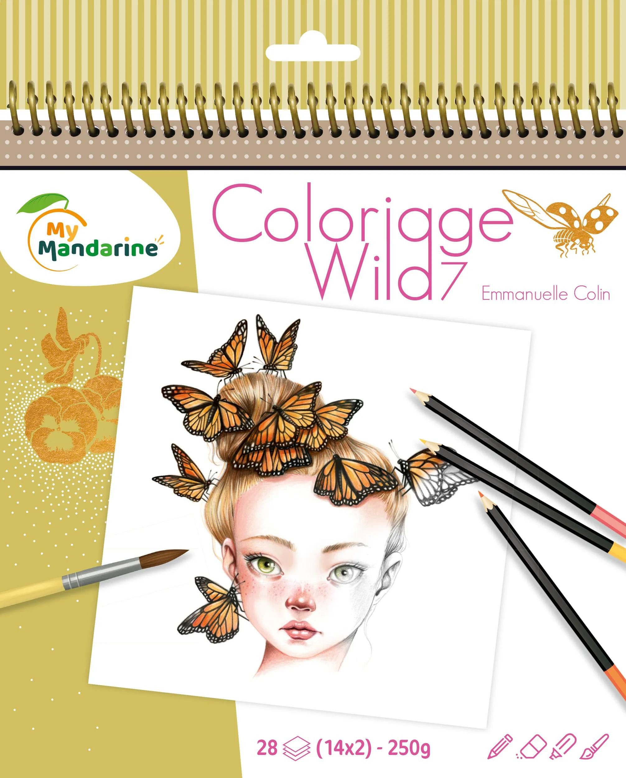 Avenue Mandarine Malvorlage 5x Malbuch Wild 7 - Gold GY134C, Ausmalbuch