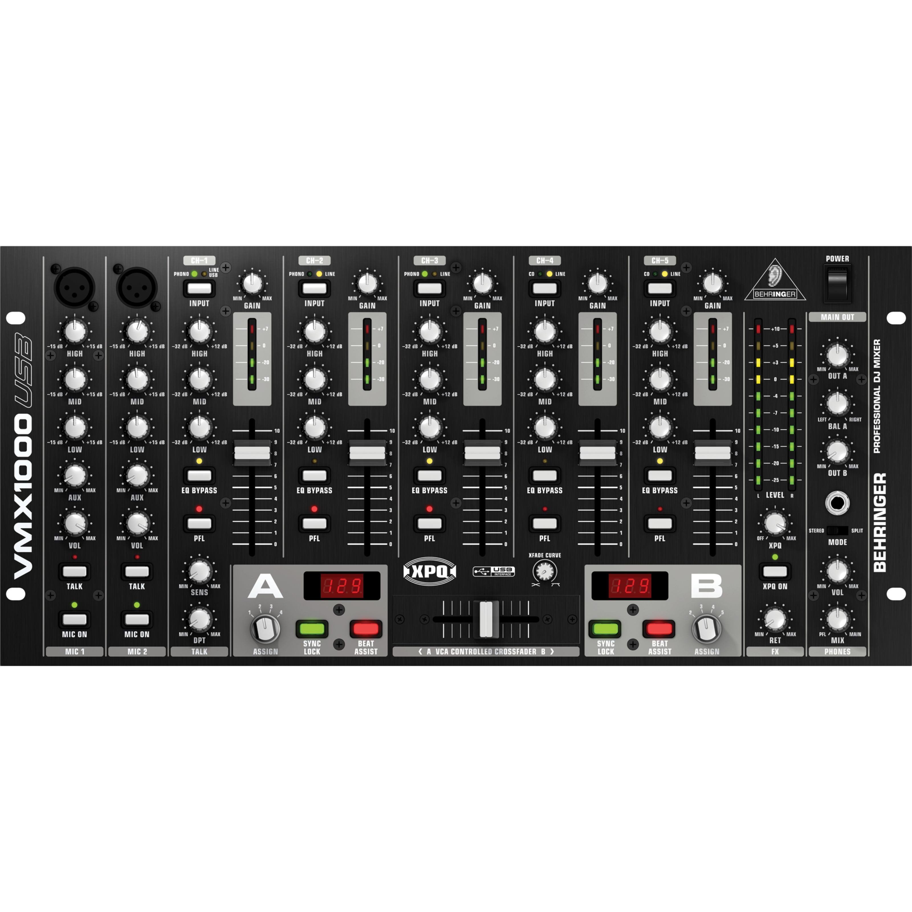 Behringer Mischpult, (DJ-Mixer, DJ-Mixer Rack), VMX1000USB 7 Kanal Rack Mixer - Rack Mixer