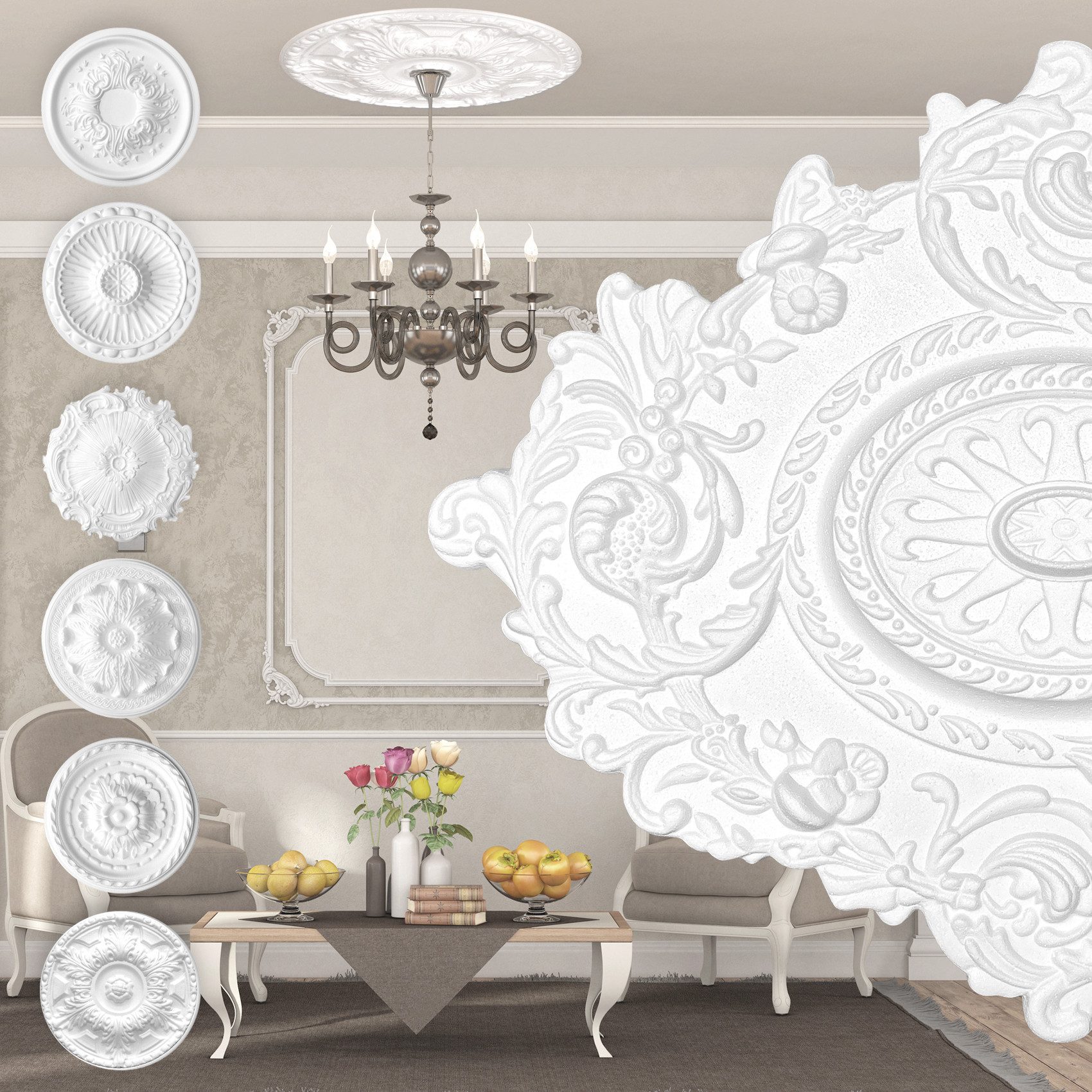 marbet design Wanddekoobjekt R-25 (Stuckrosette aus günstig online kaufen