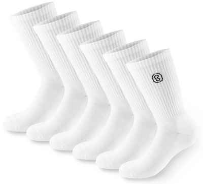 BRUBAKER Tennissocken »Lange Sportsocken für Herren und Damen« (Set, 6 Paar) Unisex Fitness Socken aus Baumwolle und Polyester - Crew Socks - Baumwollsocken