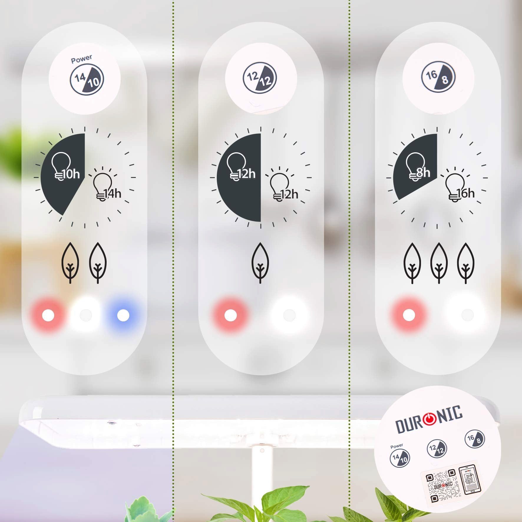 Duronic Pflanzenlampe, GHS37 Hydroponisches Anzuchtsystem, Für 7 Pflanzen, 3 Wachstumsmodi