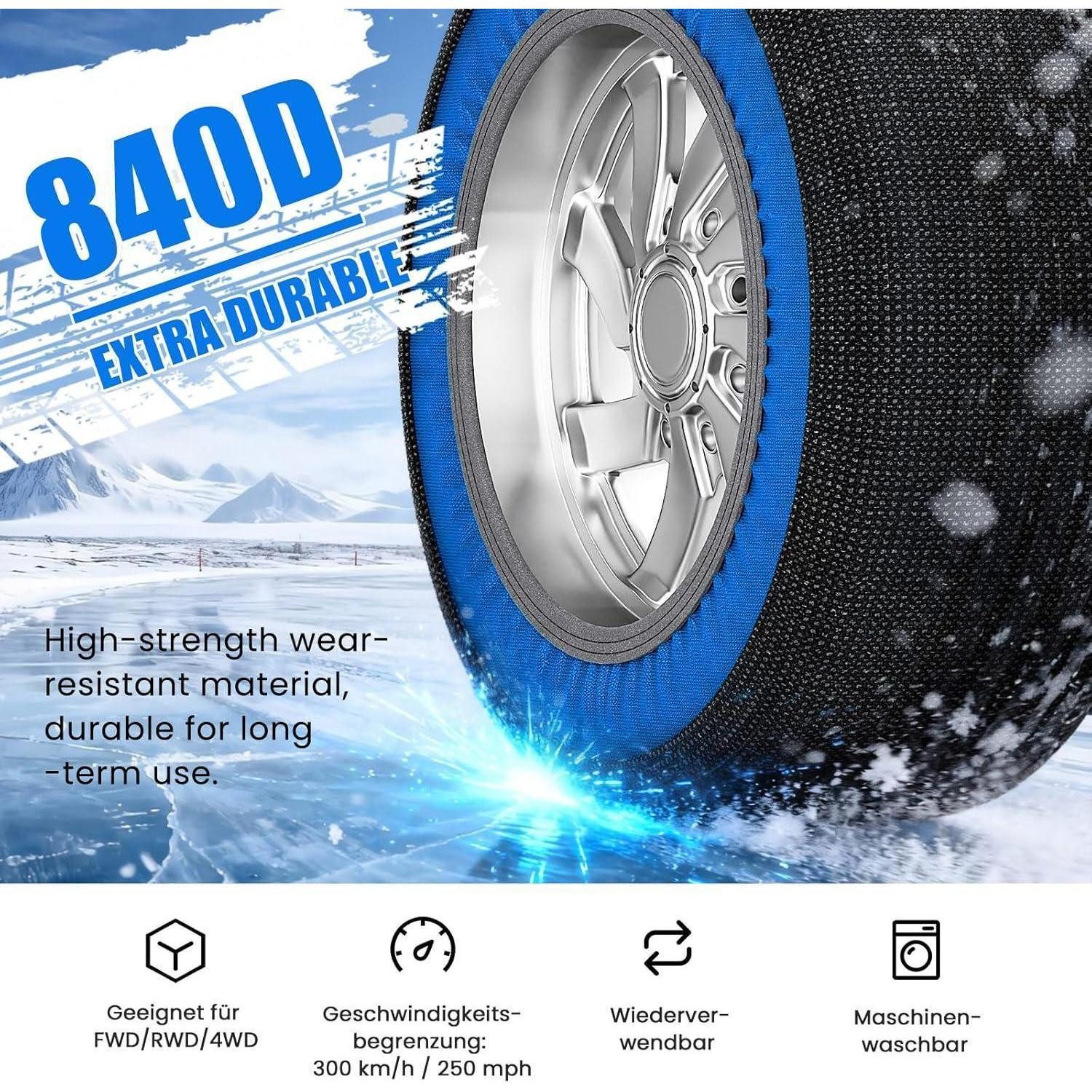 LuxusKollektion Schneeketten Schneesocken Auto Textilschneeketten R14 R24 2er Beutel XXL
