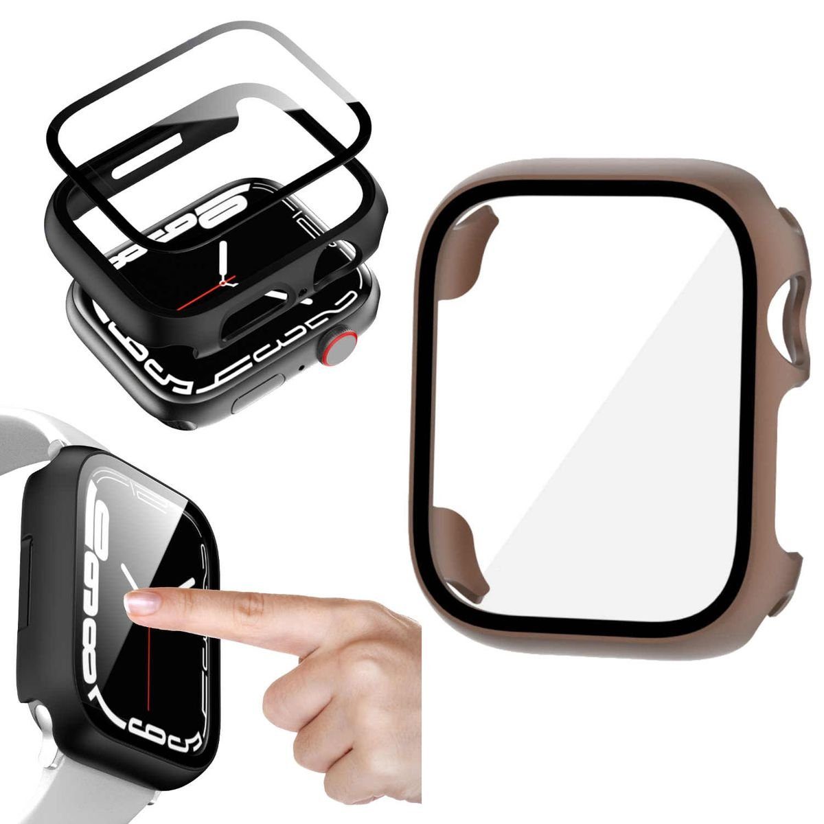 Wigento Smartwatch-Hülle Für Apple Watch Series 9 8 7 41mm / 6 SE 5 4 40mm 2 in 1 Hülle + Glas