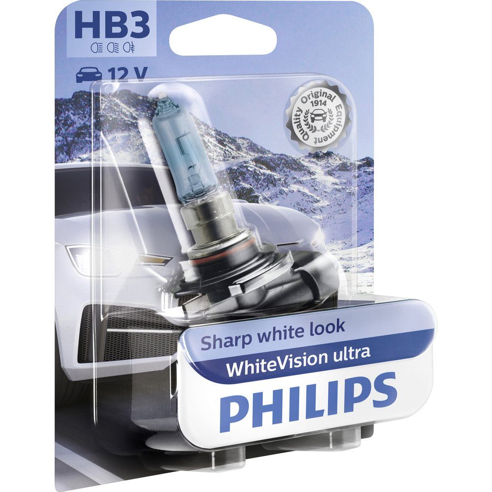 V W 9005WVUB1 KFZ-Ersatzleuchte 12 Halogen Philips Ultra WhiteVision Philips 60 Leuchtmittel HB3