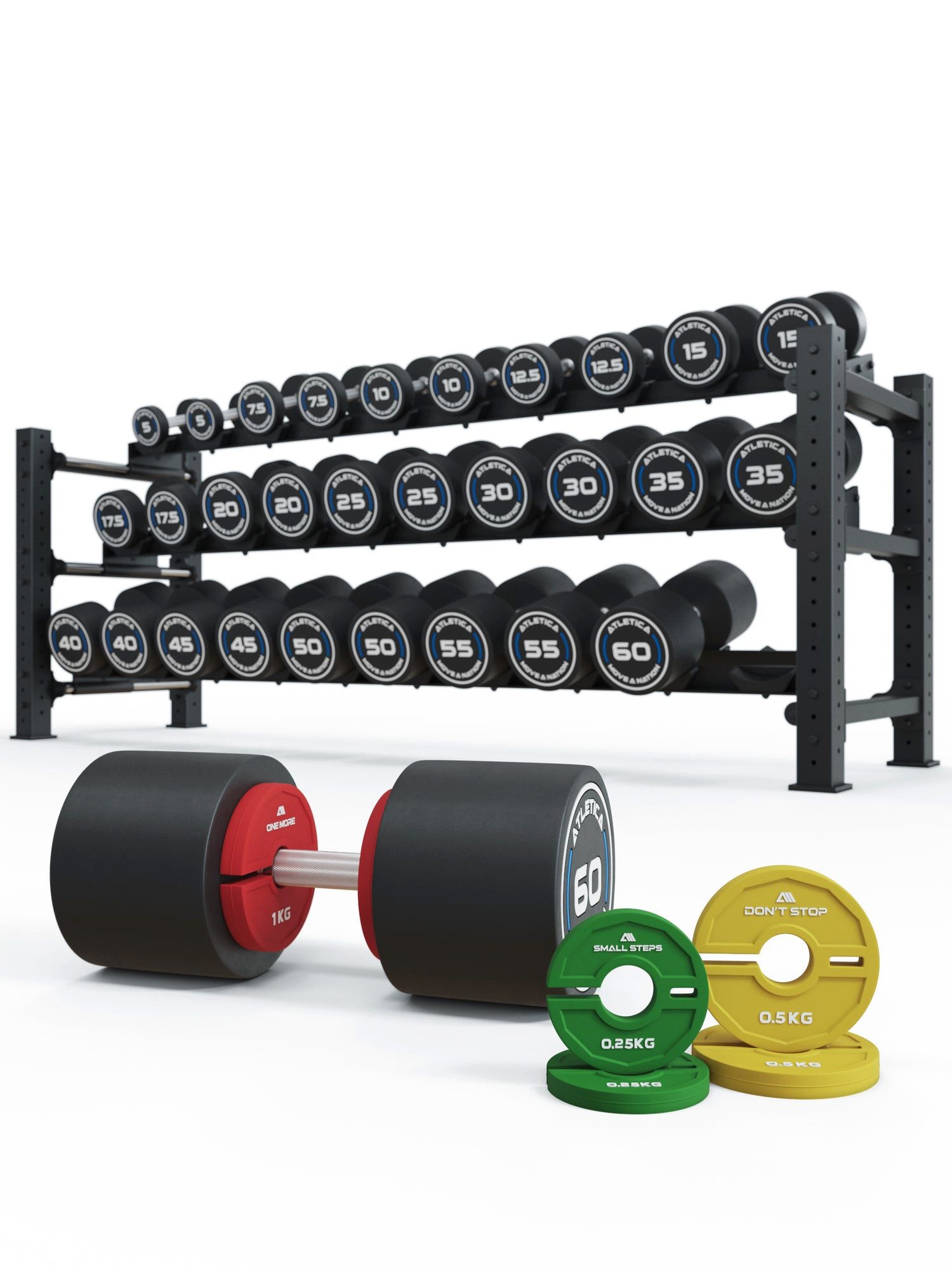 Kurzhantel Rundhanteln PRO, Set 6 - Complete, 5 - 60kg, mit Add-on-Flex Plates
