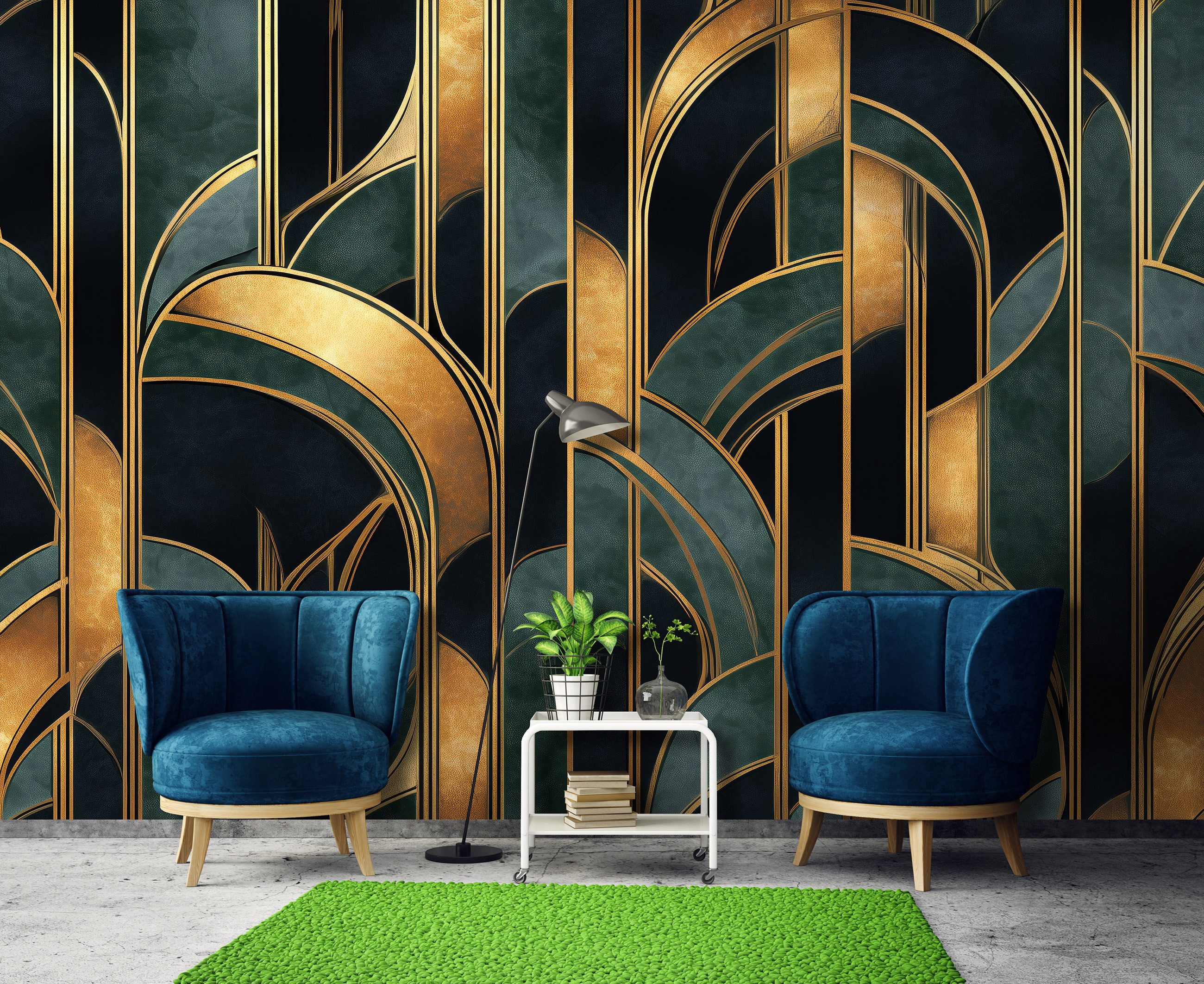 Wallarena Fototapete Art Deco Grün Gold günstig online kaufen