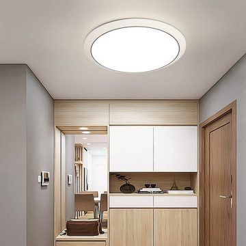 JDONG LED Deckenleuchte Rund Weiß Deckenlampe, LED fest integriert, Tageslichtweiß, Modern Natürliches Weiß 4000K Lampe, IP44 Wasserdichte
