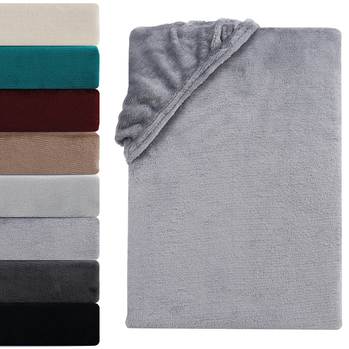Visaggio Spannbettlaken Cashmere Touch Winter Spannbetttuch Super Soft Bettlaken, Nicki, Gummizug: rundum, Flauschig warmes Teddyplüsch, Einfarbig
