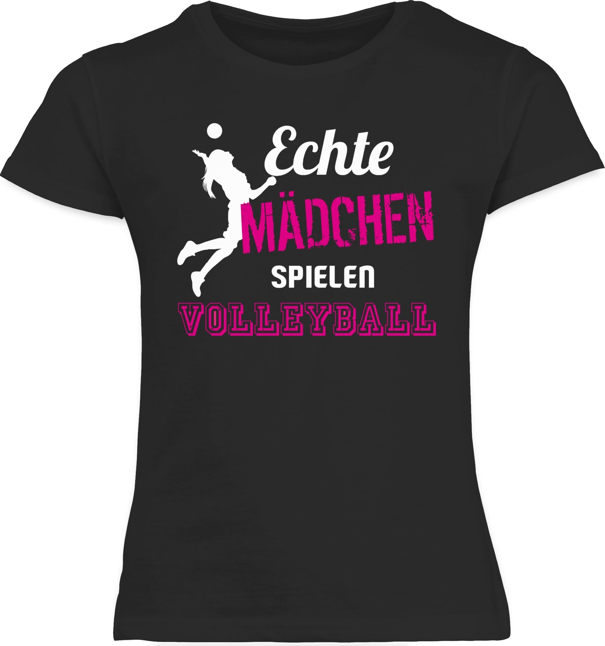Shirtracer T-Shirt Echte Mädchen spielen Volleyball Kinder Sport Kleidung