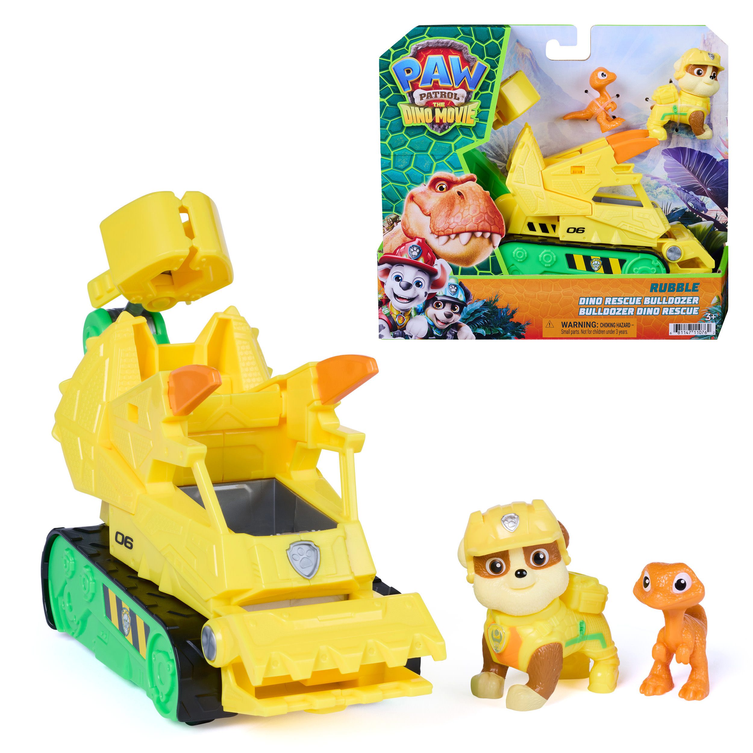 Spin Master Spielzeug-Auto PAW Patrol: Der Dino Film, Rubbles Dino-Rettungs-Bulldozer