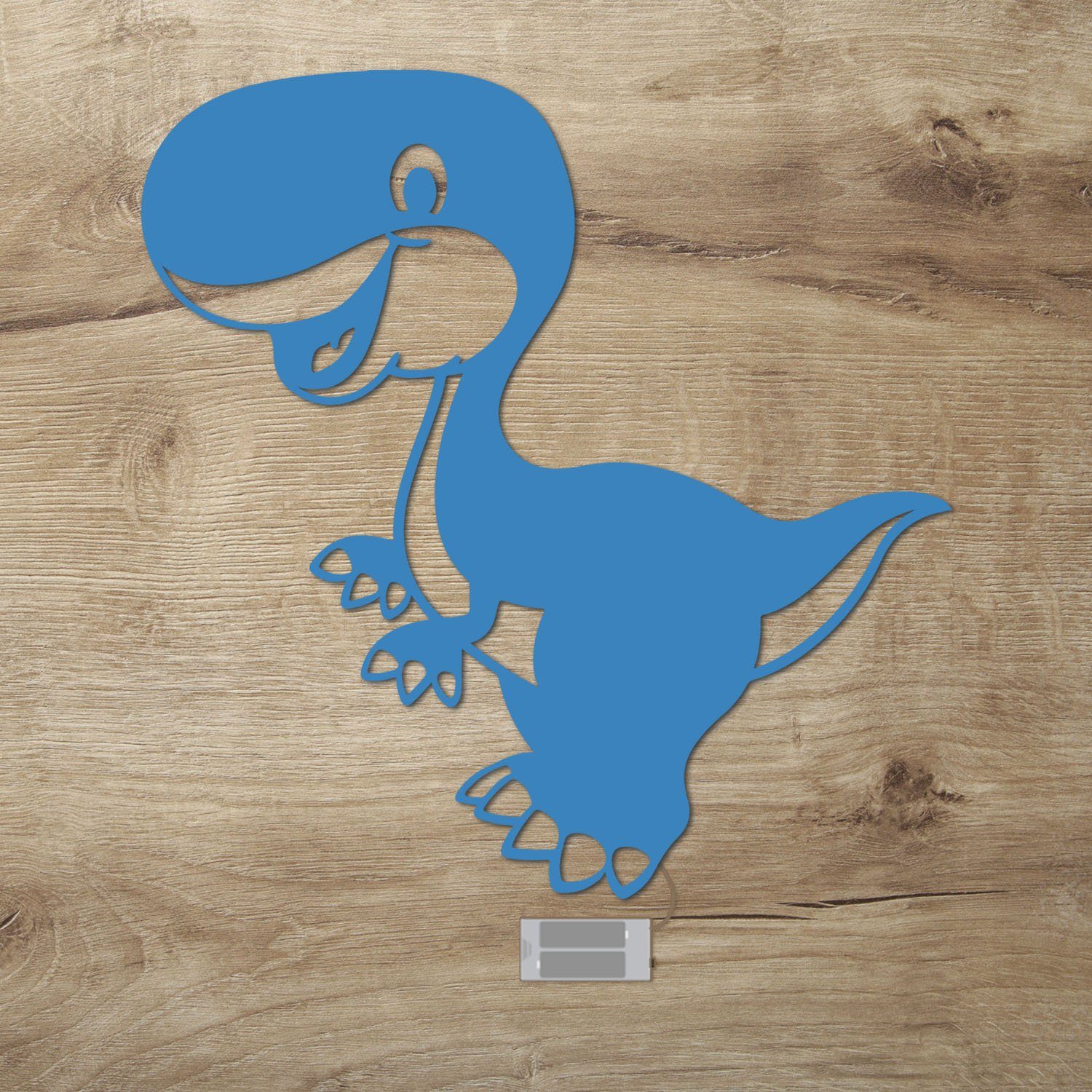 Schlaflicht fest Hellblau Zugschalter/Stern, Dinosaurier für Dekolicht Kinderzimmer Ohne LED batteriebetrieben Leuchte Namofactur Wanddekoobjekt - Kleinkinder integriert, Motiv - Lampe, warmweiß, mit LED Wand Dino