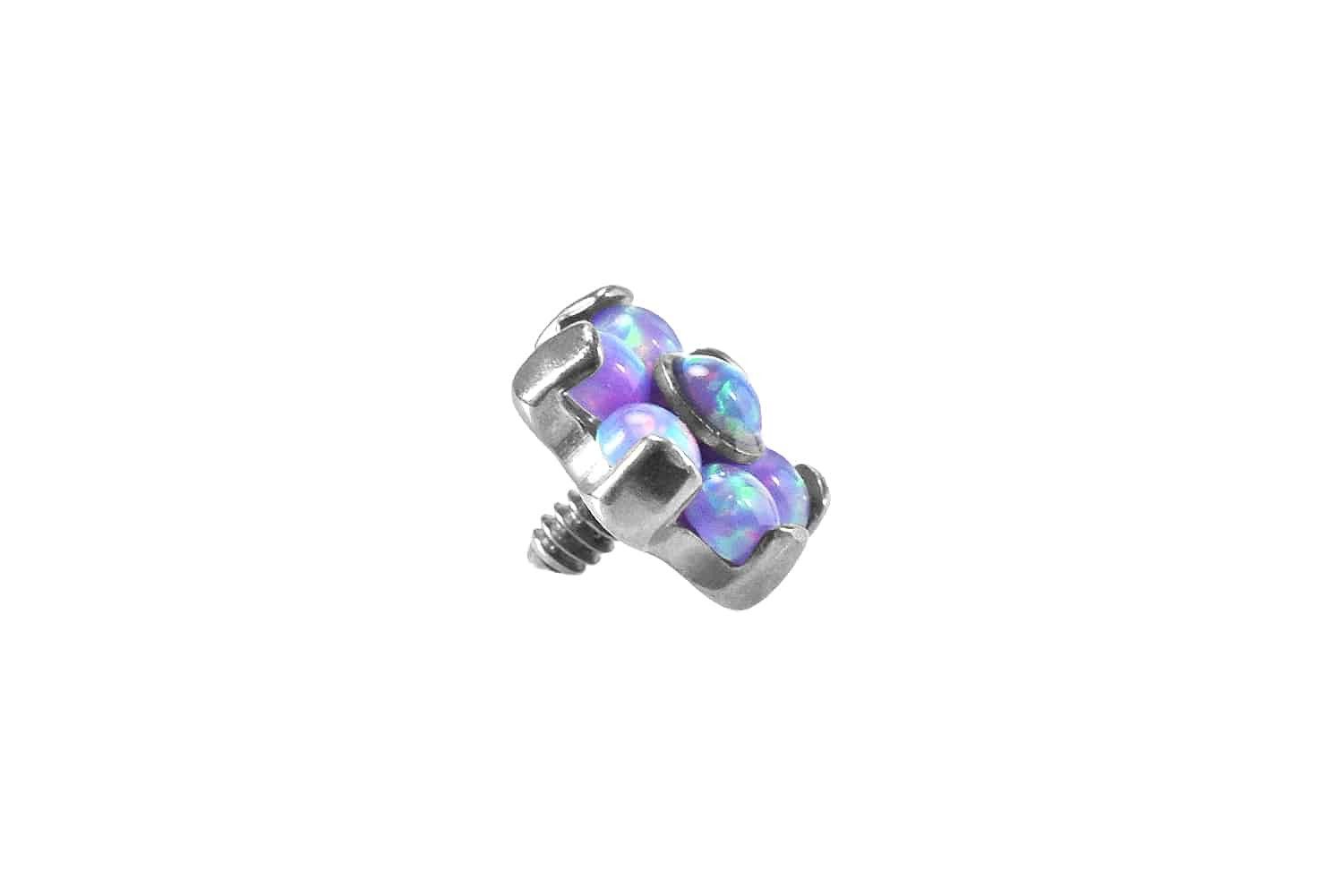 PIERCINGLINE Piercing-Set Titan Dermal Anchoraufsatz BLUME MIT 7 SYNTHETISCHEN OPALEN (Schraub-Aufsätze, 1-tlg)